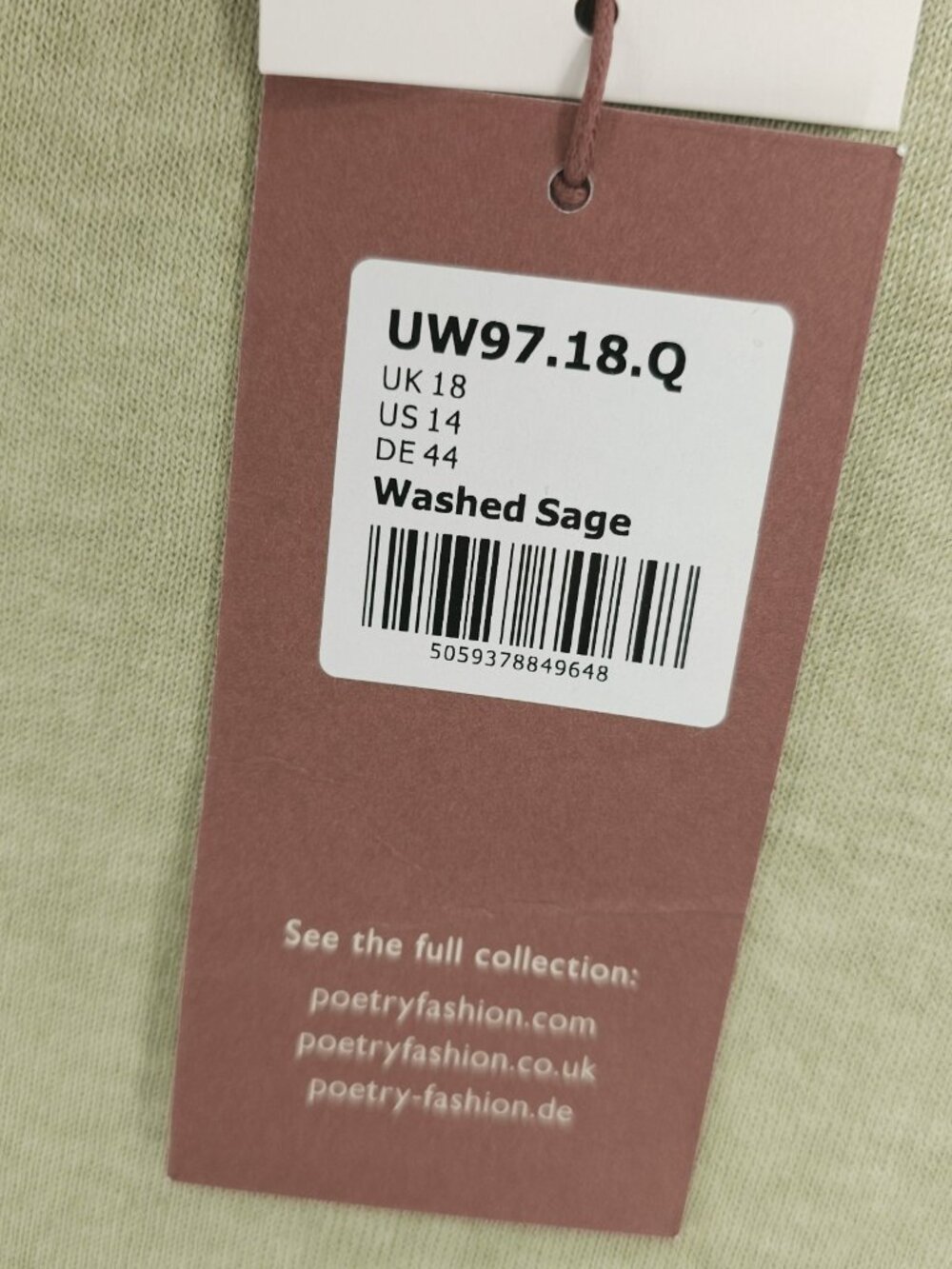 NWT POETRY Tee T-Shirt Organic Cotton Hemp Boat Neck Boxy Fit Washed Sage US 14 - Picture 3 of 4